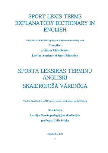 sport lexis terms explanatory dictionary in english - Latvijas Sporta ...