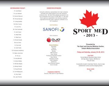 Sport Med 2013 Program - Ontario Medical Association