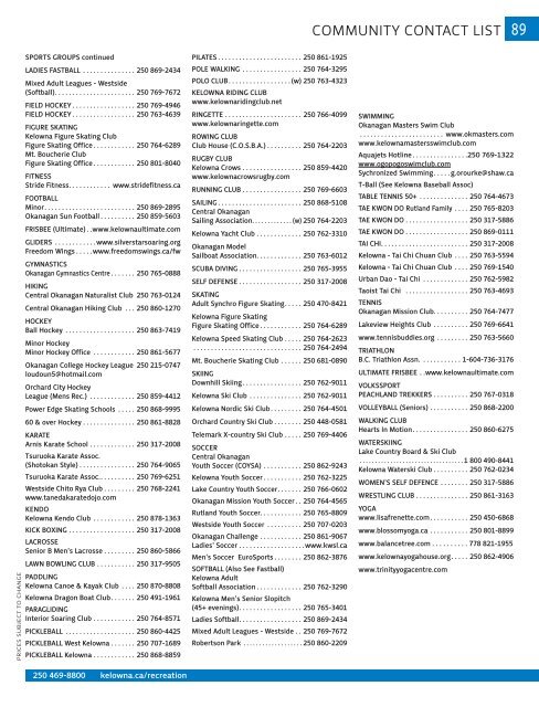 Rec Guide - City of Kelowna