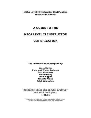 NSCA Instructors Manual (Level II) - NSSA-NSCA