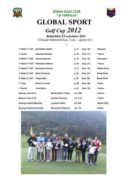 GLOBAL SPORT Golf Cup 2012 domenica 23 ... - Tesino Golf Club