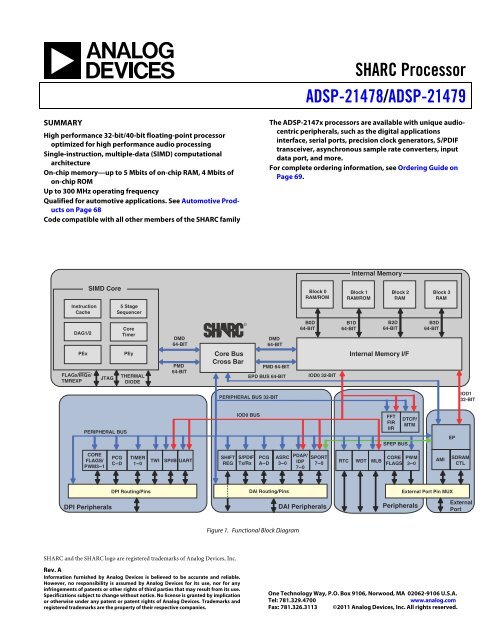 ADSP-21478/ADSP-21479 SHARC Processor ... - Analog Devices