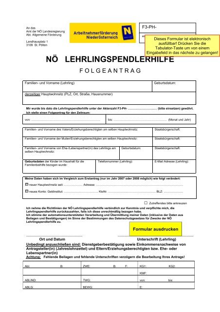 NÖ Lehrlingspendlerhilfe – Richtlinien