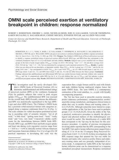 OMNI scale perceived exertion at ventilatory breakpoint in children ...