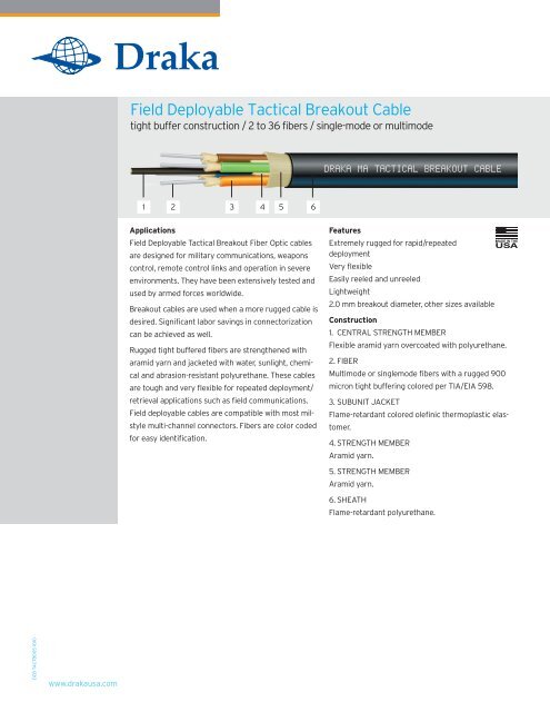 Field Deployable Tactical Breakout Cable Prysmian Cables And
