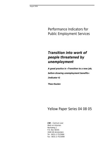 Performance Indicators for Public Employment Services Transition ...