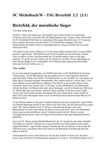 Bretzfeld, der moralische Sieger - SC-Michelbach-Wald