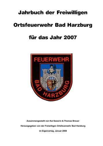 Jahrbuch der Freiwilligen Ortsfeuerwehr Bad Harzburg für das Jahr ...
