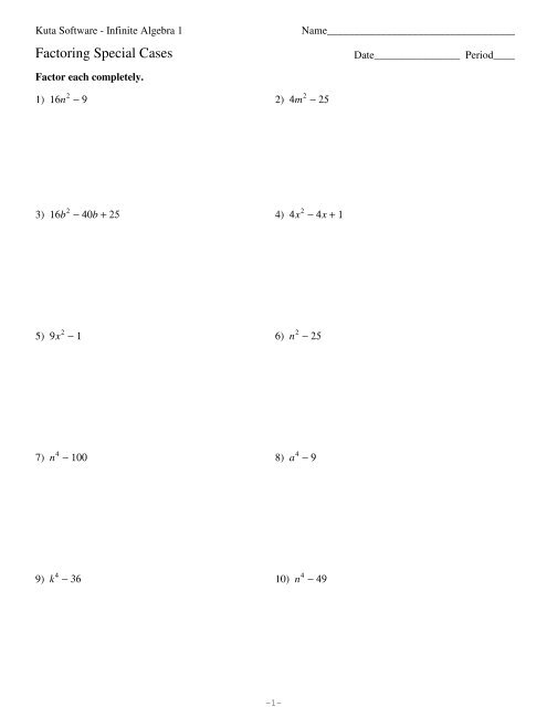 Factoring Special Cases