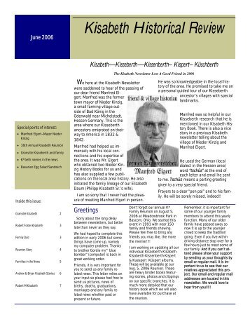 July 2006 ---- PDF file - Kisabeth Historical Review