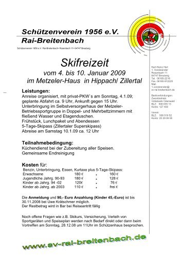 Skifreizeit - Schützenverein Rai-Breitenbach