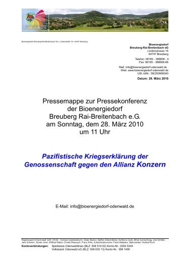 Pressemappe zur Pressekonferenz der Bioenergiedorf Breuberg ...