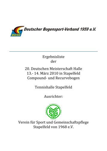 20. Deutsche Meisterschaft FITA Halle 13.- 14. März ... - BSC Dessau