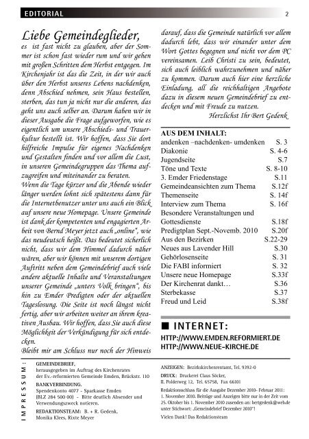 Gemeindebrief 04/2010 - Evangelisch-reformierte Kirche