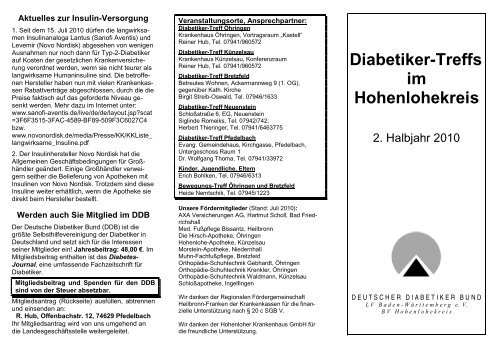 Diabetiker-Treffs im Hohenlohekreis - Deutscher Diabetiker Bund ...