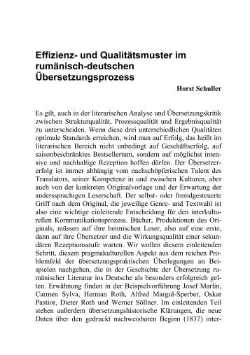 Effizienz- und Qualitätsmuster im rumänisch-deutschen ... - Reviste