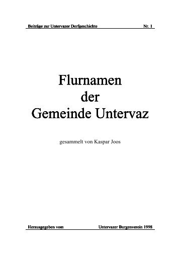 1998 Flurnamenbuch - Burgenverein Untervaz