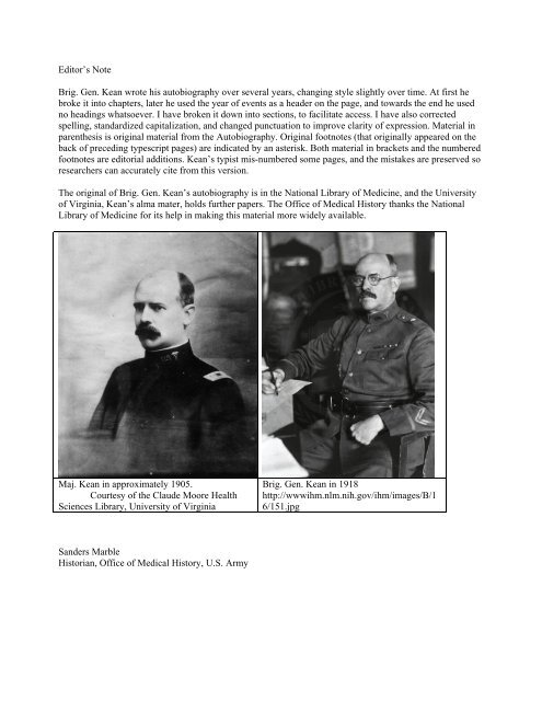 Brigadier General Jefferson Randolph Kean Medical Corps