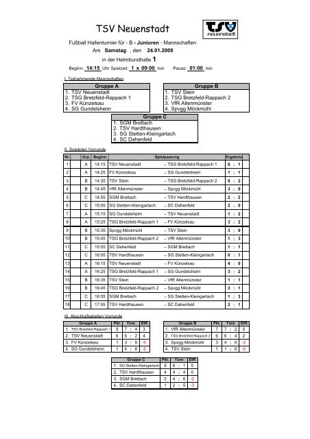 B-Junioren-Hallenturnier - TSV-Neuenstadt