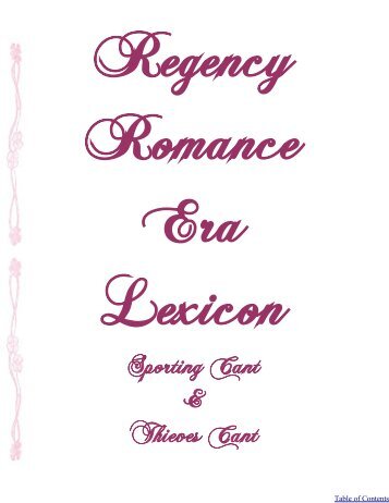 A Regency Era Lexicon - Regency Romance Revival