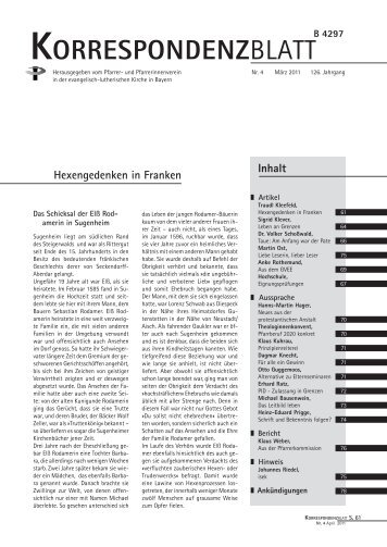 Ausgabe 2011 - Pfarrer- und Pfarrerinnenverein