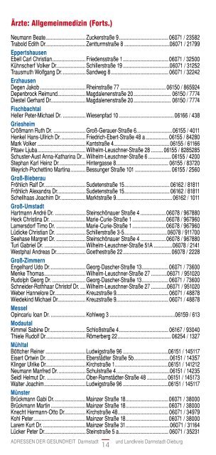 ADRESSEN DER GESUNDHEIT Darmstadt - Gesundheit Rhein-Main