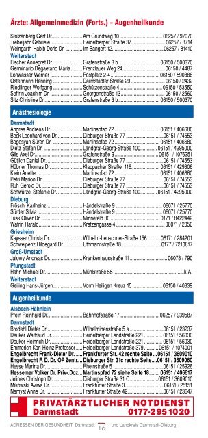 ADRESSEN DER GESUNDHEIT Darmstadt - Gesundheit Rhein-Main