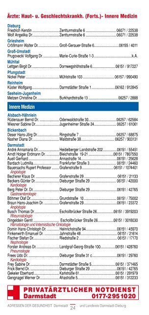 ADRESSEN DER GESUNDHEIT Darmstadt - Gesundheit Rhein-Main