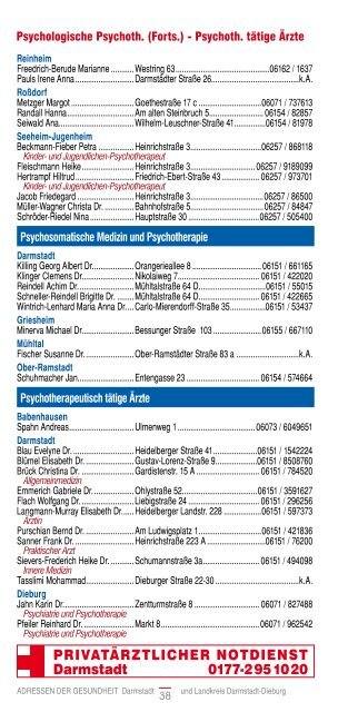 ADRESSEN DER GESUNDHEIT Darmstadt - Gesundheit Rhein-Main