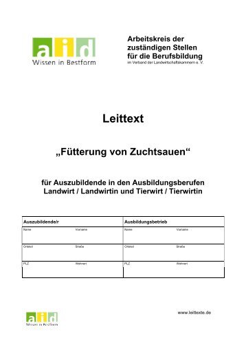 aid Leittext: Fütterung von Zuchtsauen