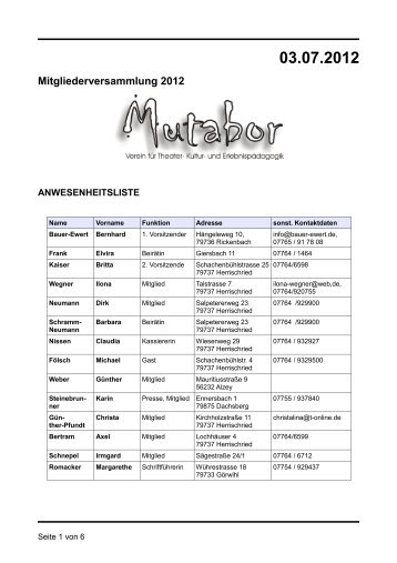 Erlebnis-Sommer - Mutabor