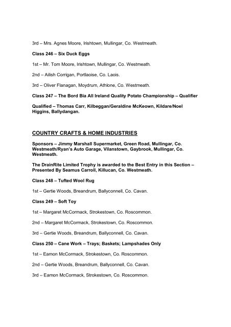 MULLINGAR SHOW RESULTS 2010