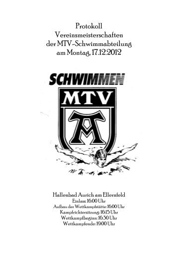 Protokoll Vereinsmeisterschaften 2012 MTV Aurich