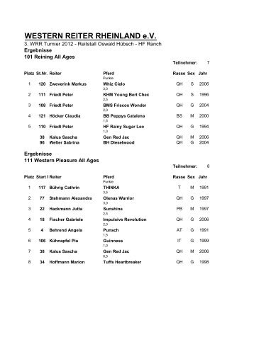 WESTERN REITER RHEINLAND eV