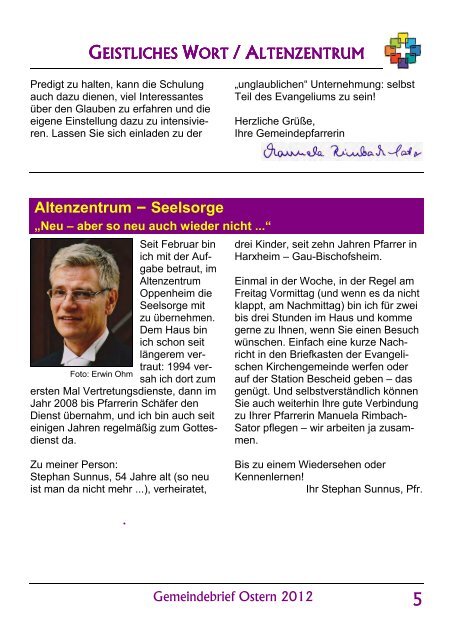 Gemeindebrief Ostern/Sommer 2012 - Evangelische ...