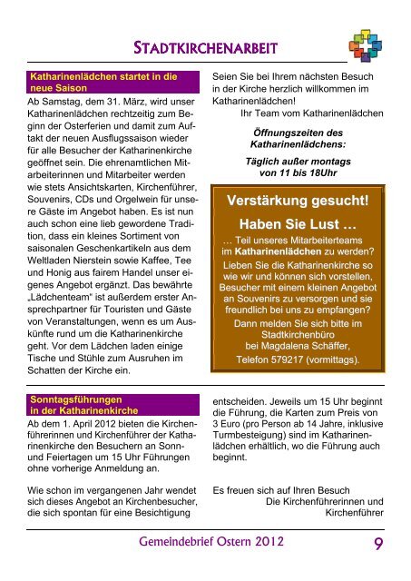 Gemeindebrief Ostern/Sommer 2012 - Evangelische ...