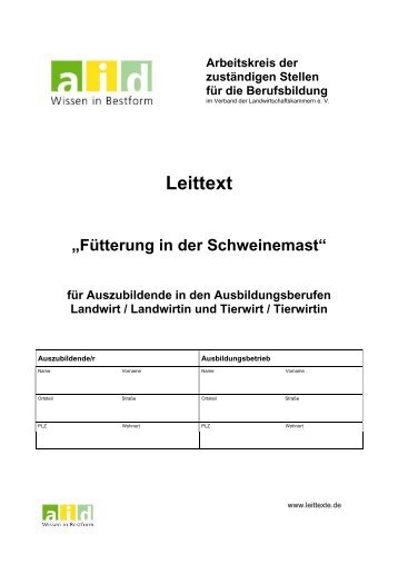 aid Leittext: Fütterung in der Schweinemast