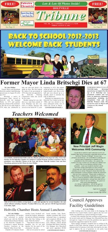 Former Mayor Linda Britschgi Dies at 67 - Holtville Tribune