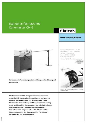 Stangenanfasmaschine Conemaster CM-3 - Friedrich Britsch GmbH ...