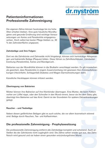 Patienteninformationen Professionelle Zahnreinigung