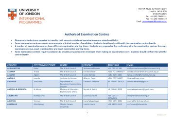 Authorised Examination Centres - University of London International ...