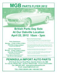 Mgb parts flyer 2012 - Peninsula Imported Cars / Ducati