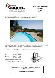 Produits d'entretien piscines 2009 - Droguerie Jaquet