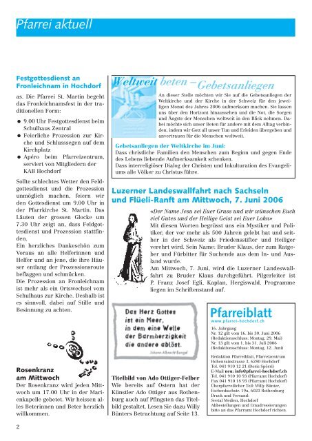 Pfarreiblatt 11-06 12.qxp - Pfarrei Hochdorf
