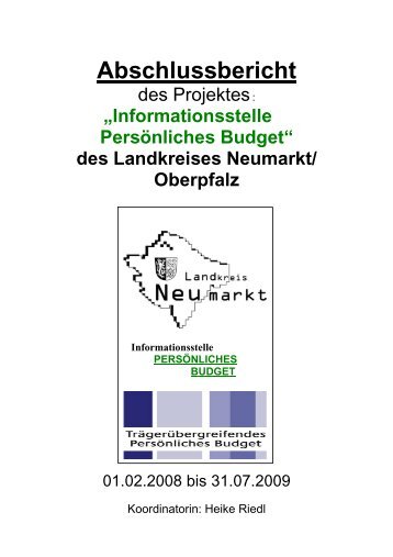 Abschlussbericht des Projektes "Informationsstelle Persönliches ...