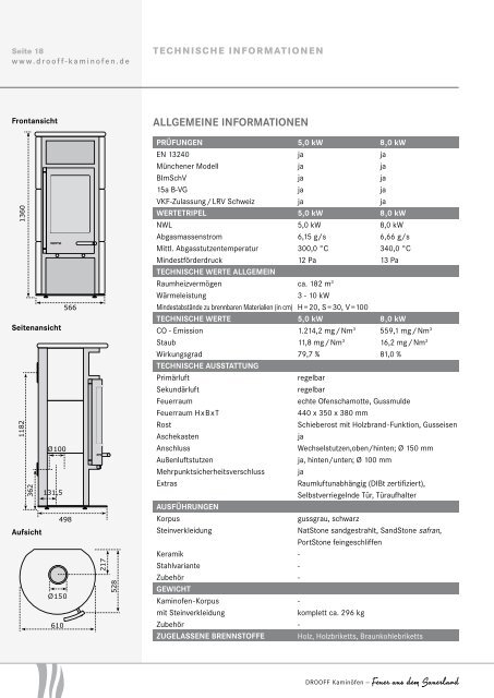 technische informationen - DROOFF Kaminöfen