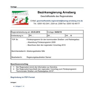 TOP 3 b - Vorlage - Bezirksregierung Arnsberg