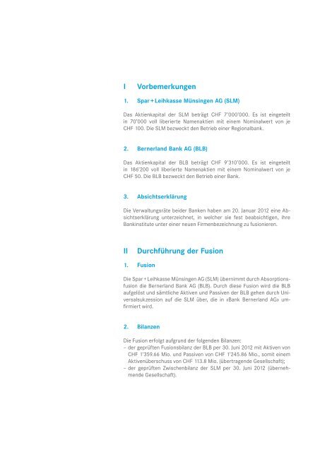 Fusionsbroschüre - Spar + Leihkasse Münsingen AG