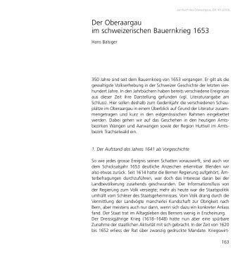 Der Oberaargau im schweizerischen Bauernkrieg 1653 - DigiBern