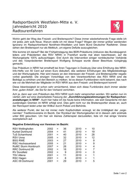 protokoll - Radsportbezirk Westfalen-Mitte e.V.